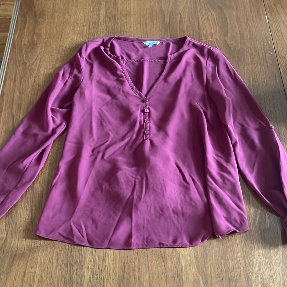 maroon blouse with button detailing